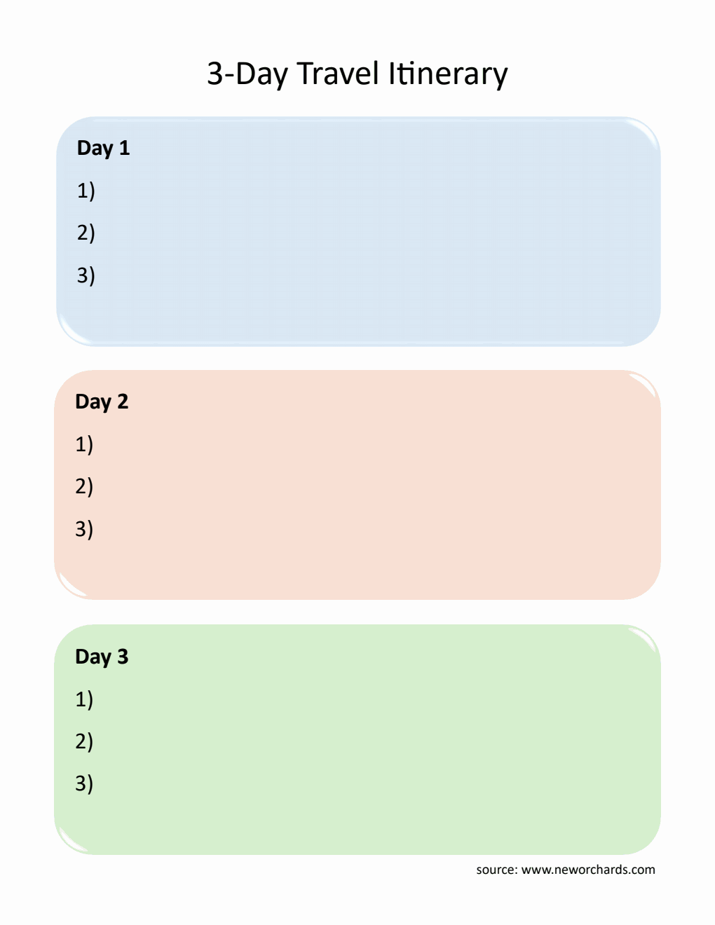 3-Day Travel Itinerary Template | Customizable in Word