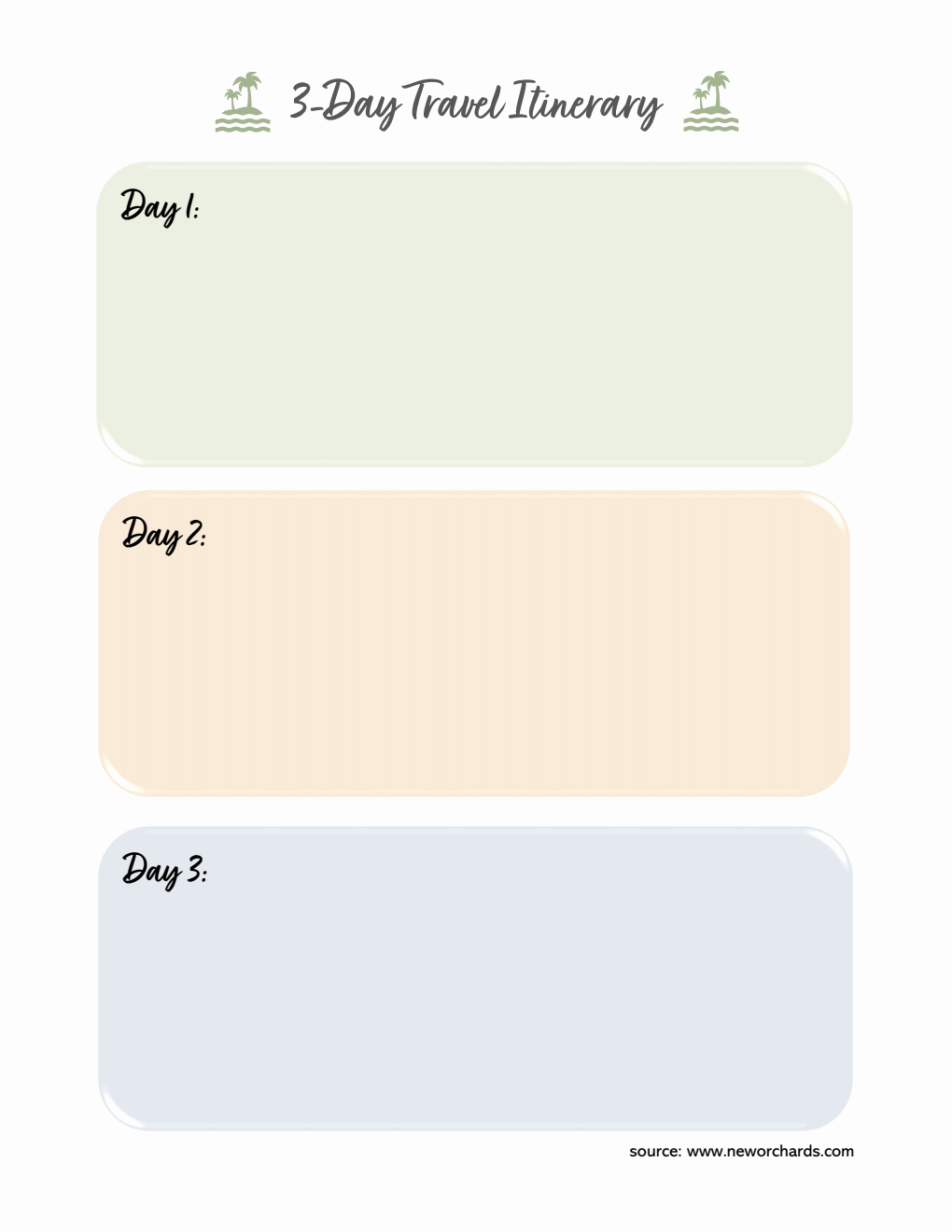 Printable 3-Day Travel Itinerary Template | Customizable in Excel