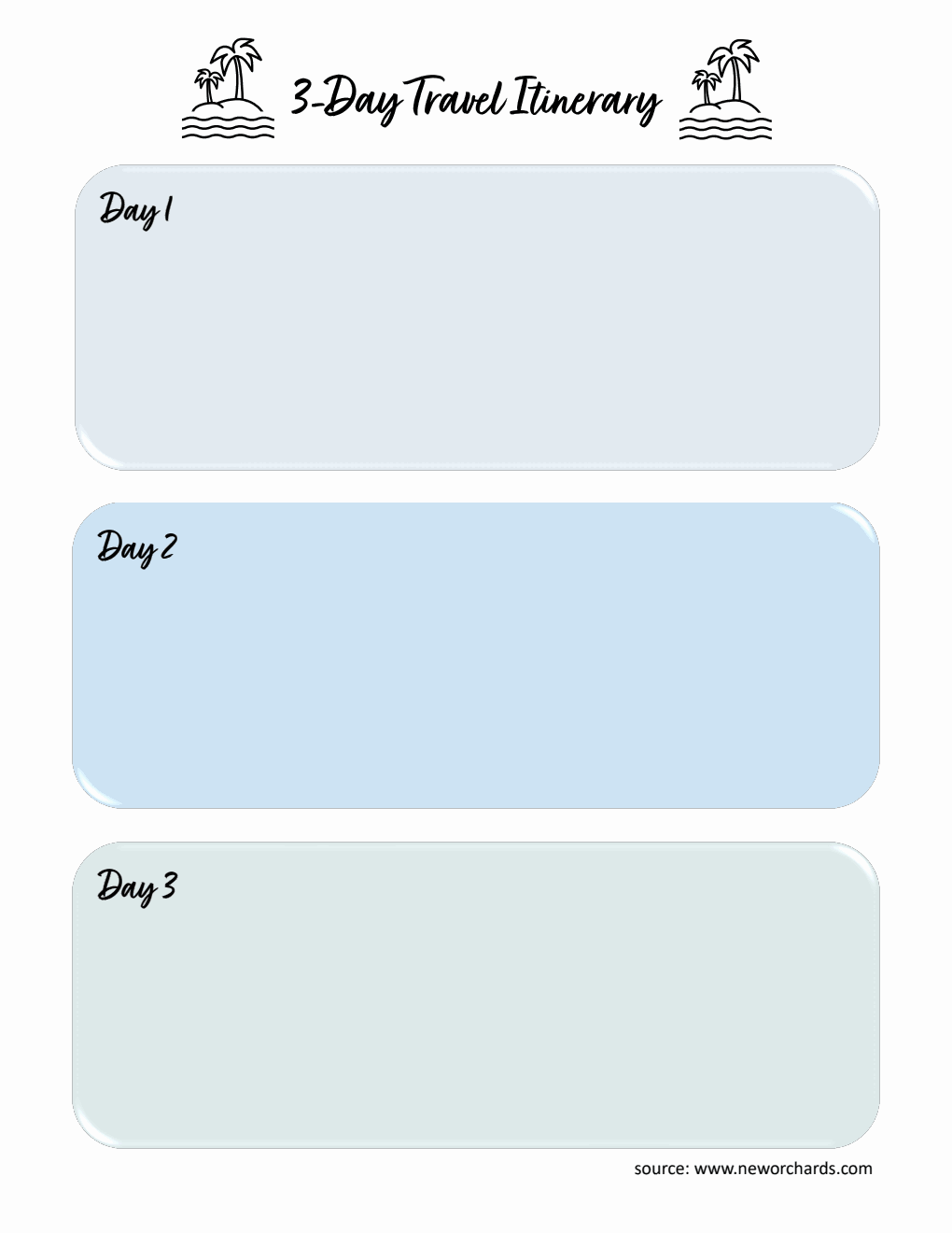 Printable 3-Day Travel Itinerary Template | Customizable in PDF