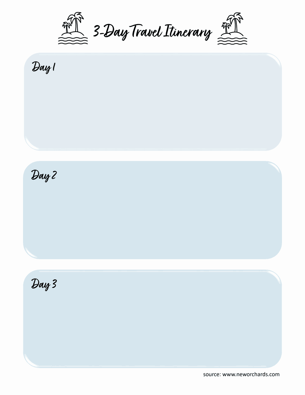 Printable 3-Day Travel Itinerary Template | Customizable in Word
