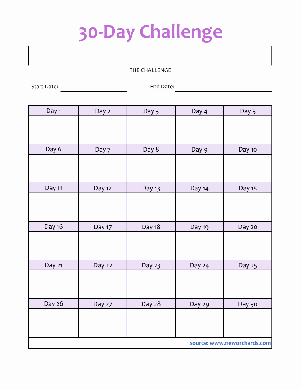 Free Challenge Templates (PDF, Word, Excel)