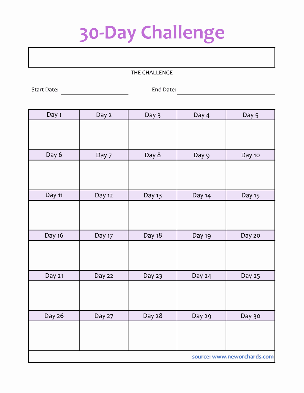 Free Challenge Templates (PDF, Word, Excel)
