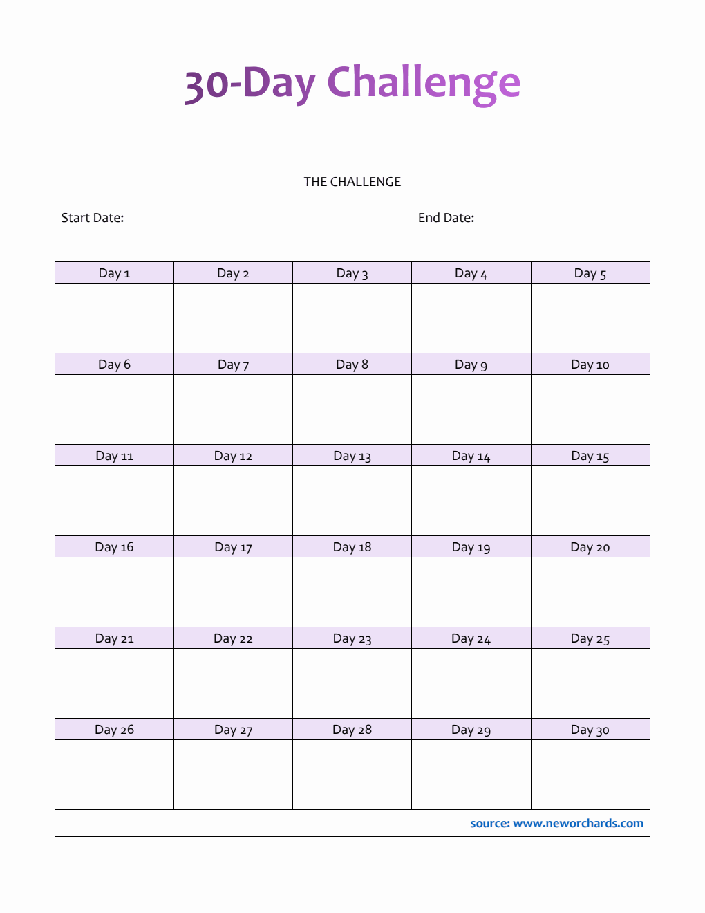 Free Challenge Templates (PDF, Word, Excel)