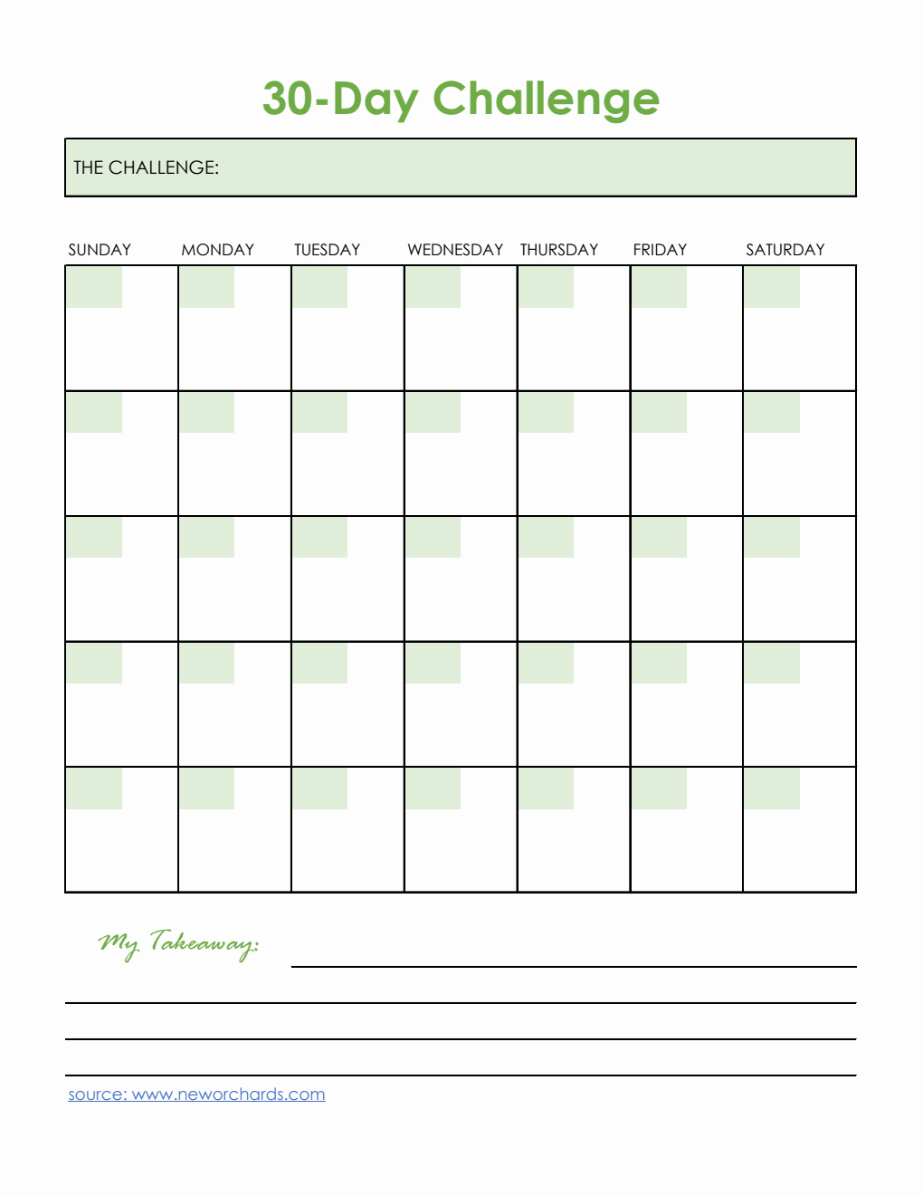 Free 30 Day Challenge Templates (PDF, Word, Excel)