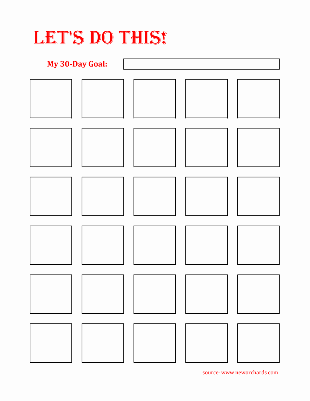 30-Day Habit Tracker Printable in Excel Format