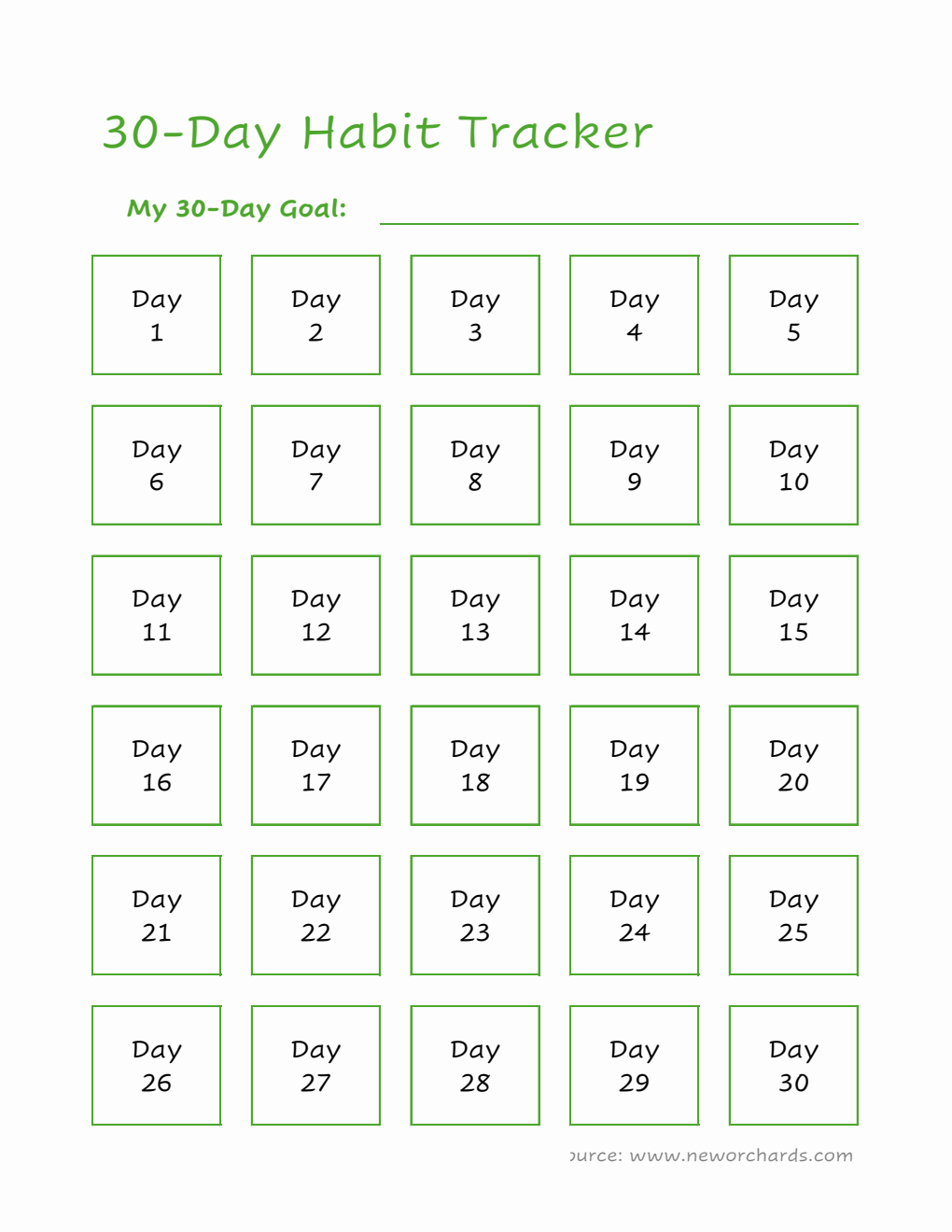 30-Day Habit Tracker Customizable in Excel Format