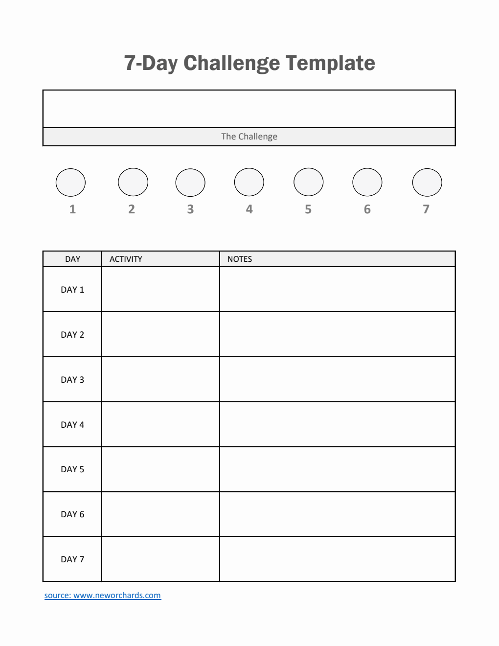 Free Challenge Templates (PDF, Word, Excel)