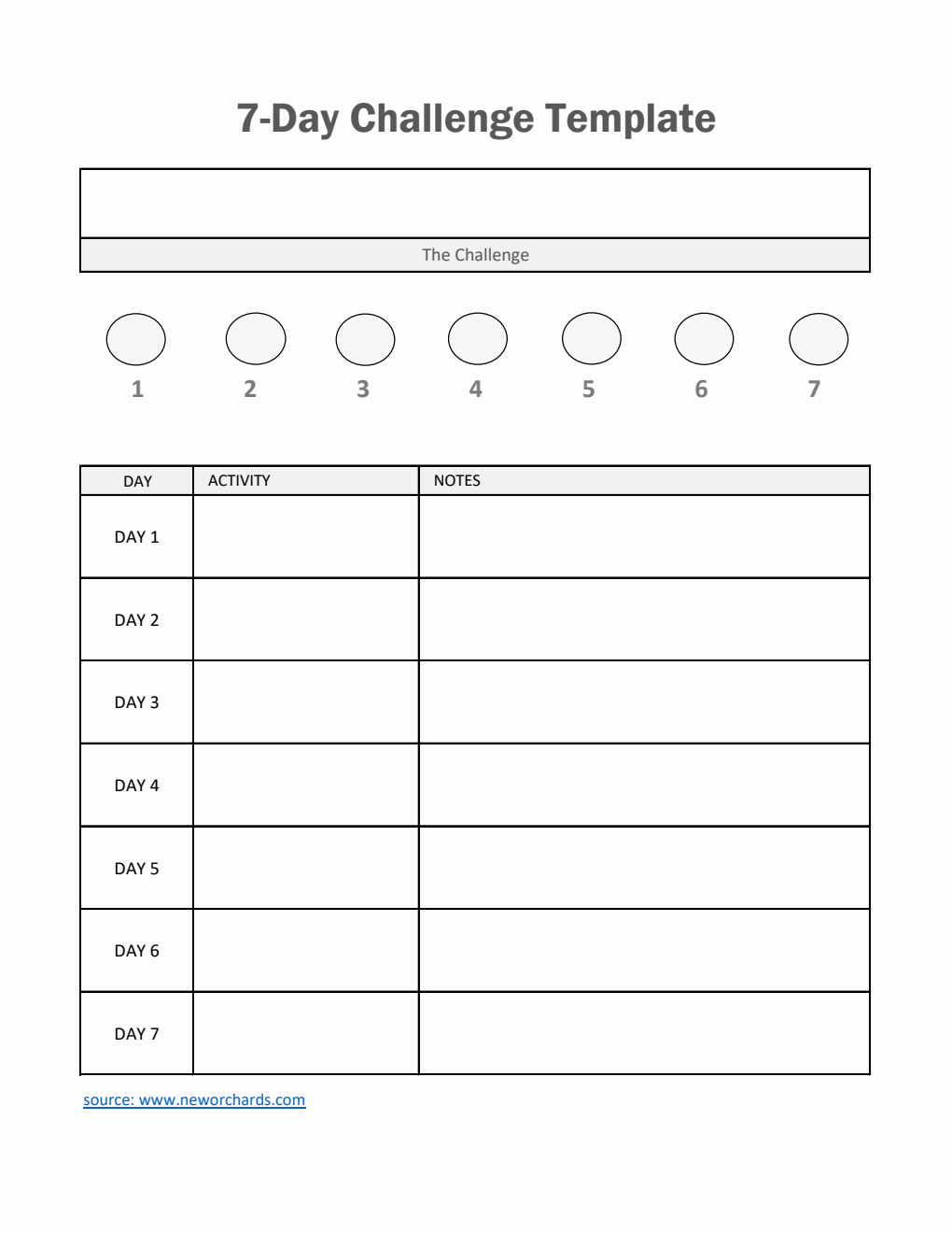 Customizable 7-Day Challenge Template | Free to Download in Excel
