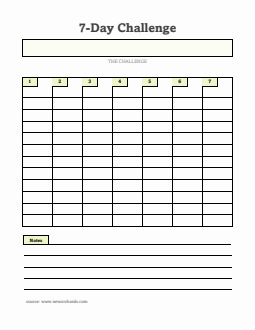 Editable 7-Day Challenge Template | Free to Download in Word
