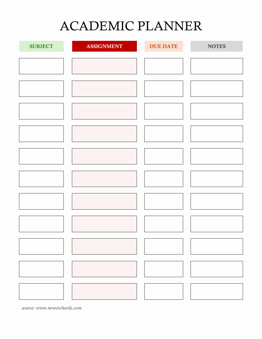 Free Student Planner Templates (PDF, Word, Excel)