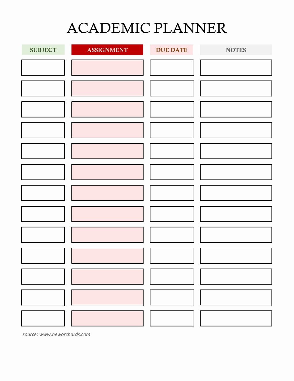 Academic Planner Template - Download and Customize in  Excel