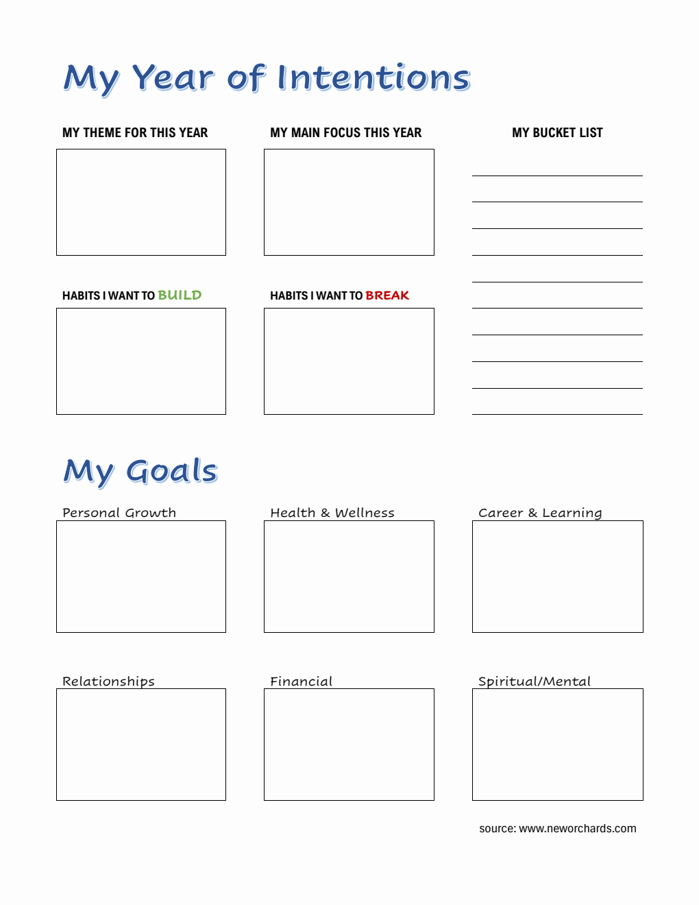 Annual Goal Setting Worksheet Word (Simple)