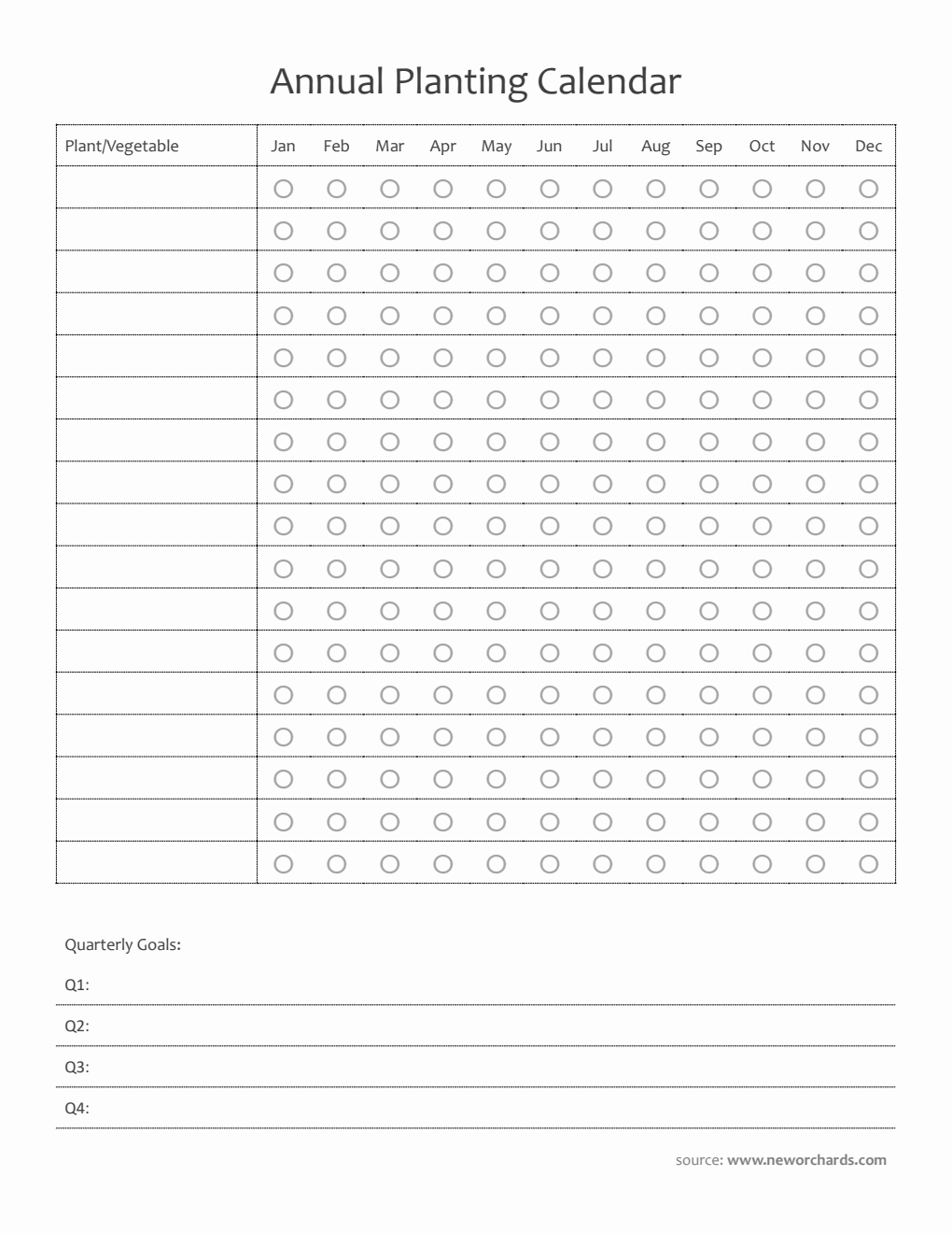 Free Printable Annual Planting Calendar (PDF)