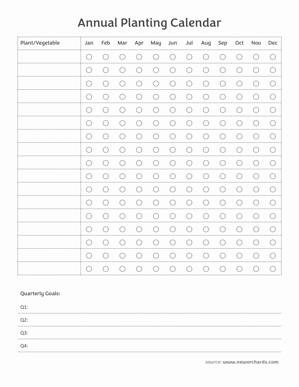 Free Printable Annual Planting Calendar (Word)