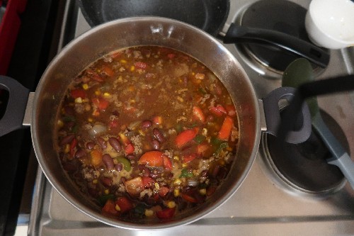 Beef Chili with Red Beans and Rice (AKA Chili Cheese and Rice)