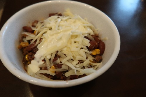 Beef Chili with Red Beans and Rice (AKA Chili Cheese and Rice)