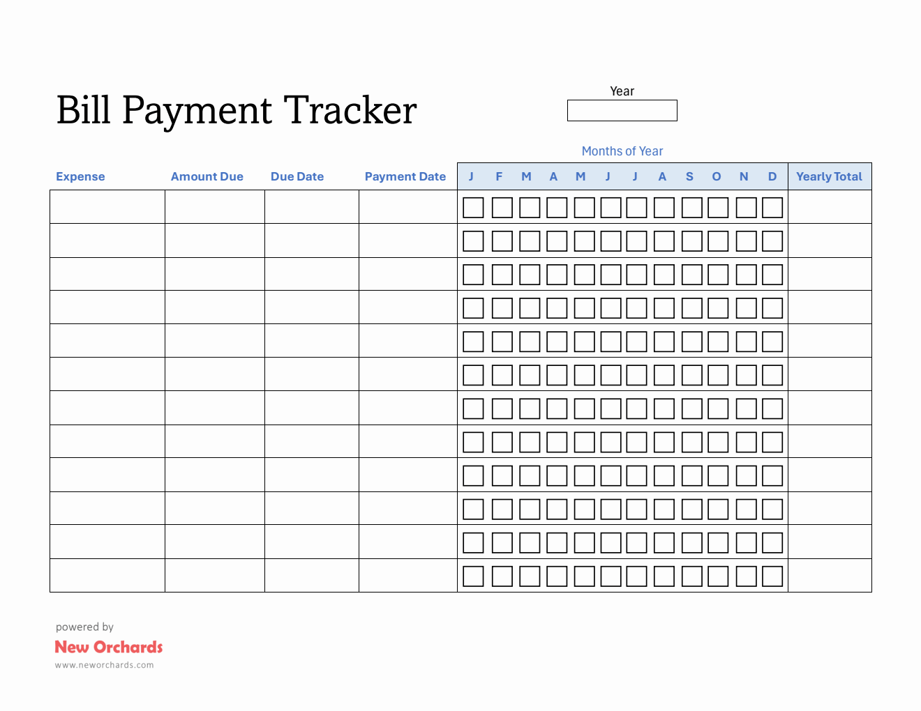 Bill Payment Tracker PDF (Printable)