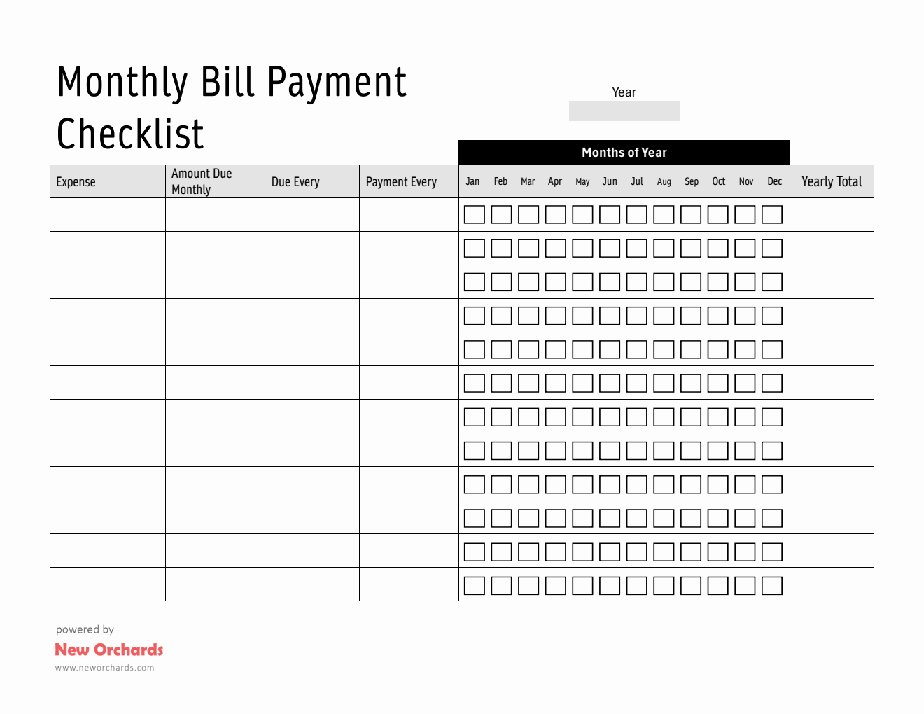 Bill Payment Tracker PDF (Editable)