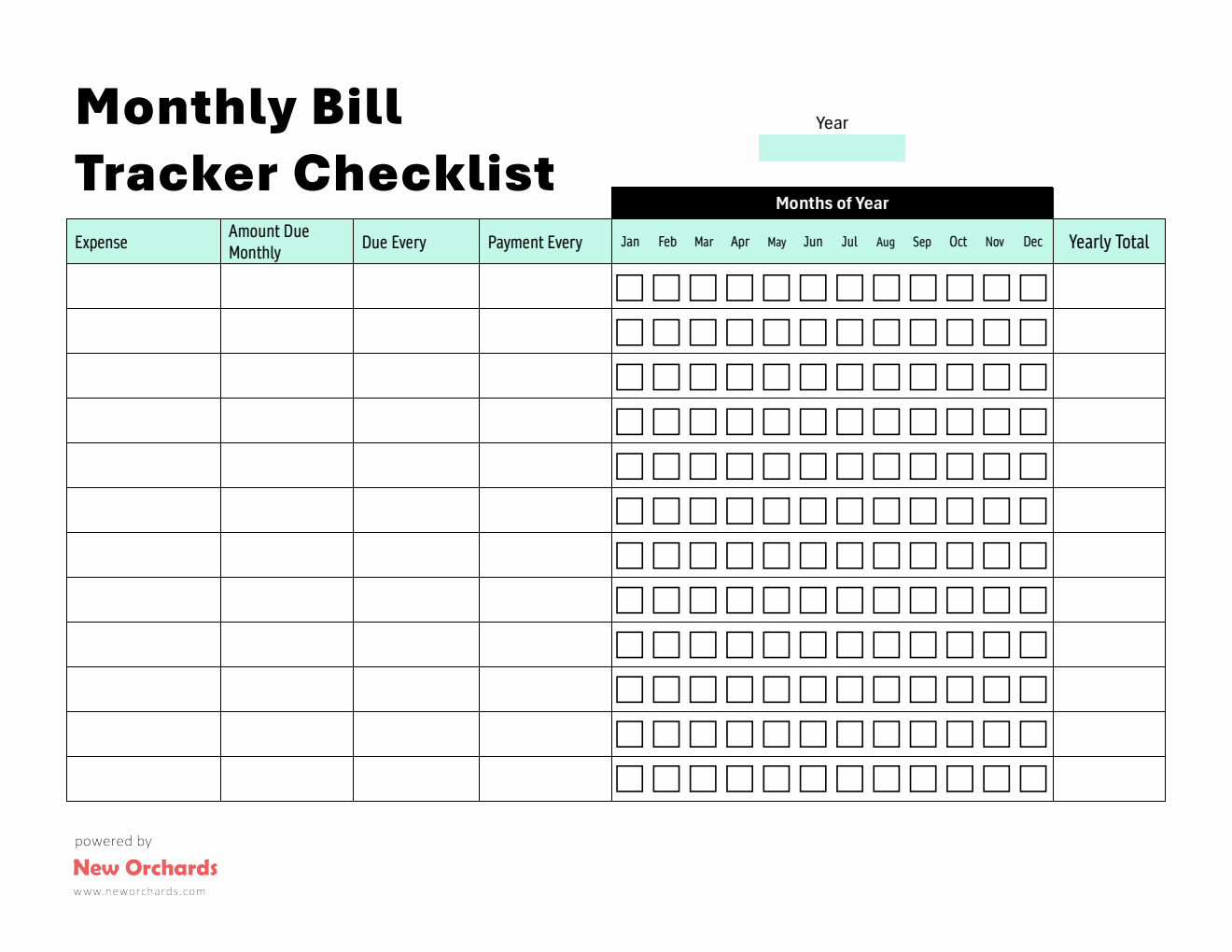 Bill Payment Tracker PDF (Customizable And Printable)