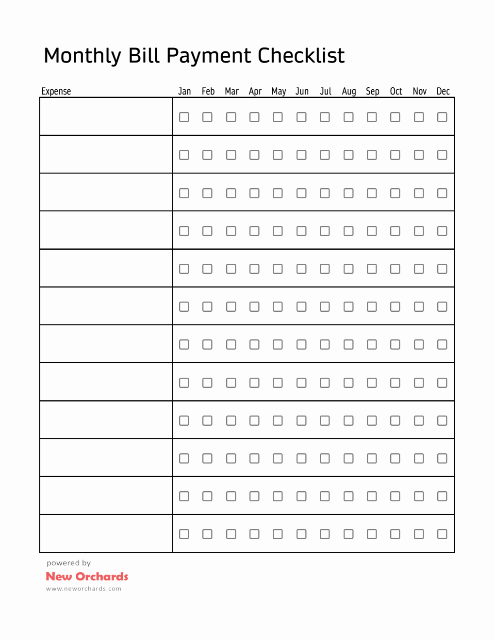Free Excel Bill Tracking Sheet (Minimalist)