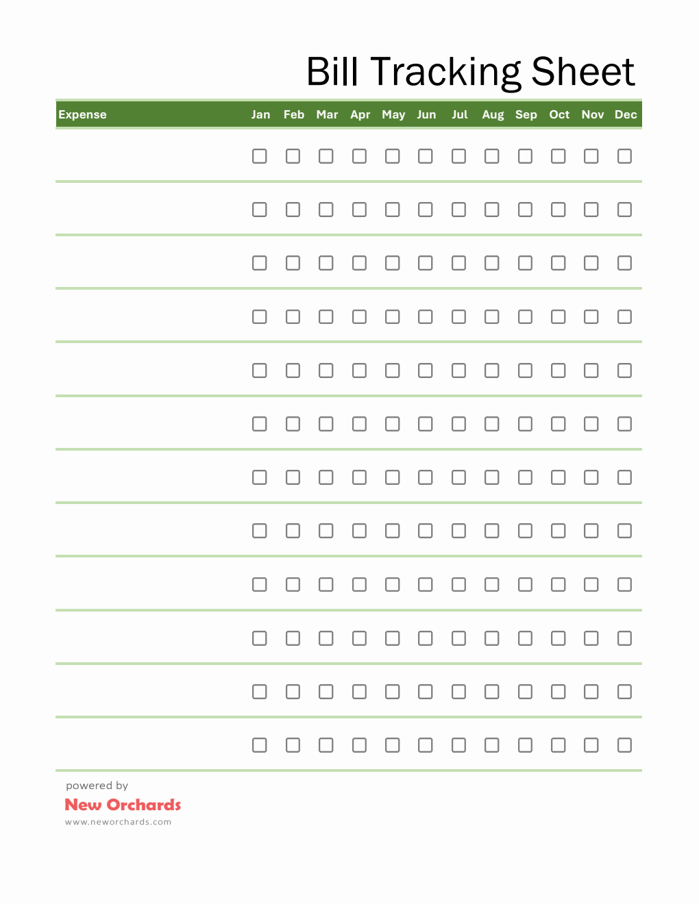 Free Excel Bill Tracking Sheet (Simple)