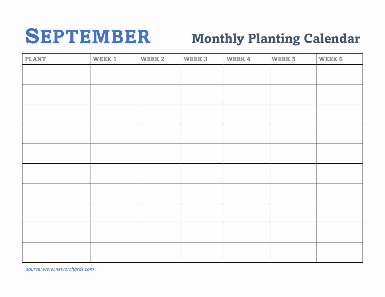 Gardening Calendar for September - Free Printable Template in Word