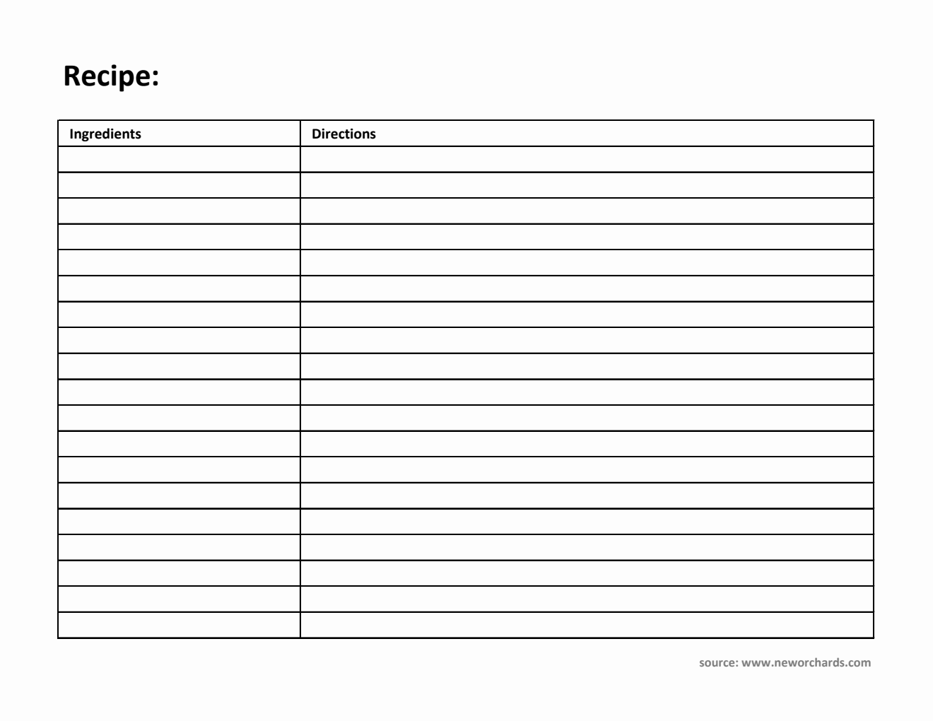 Free Excel Recipe Card Templates