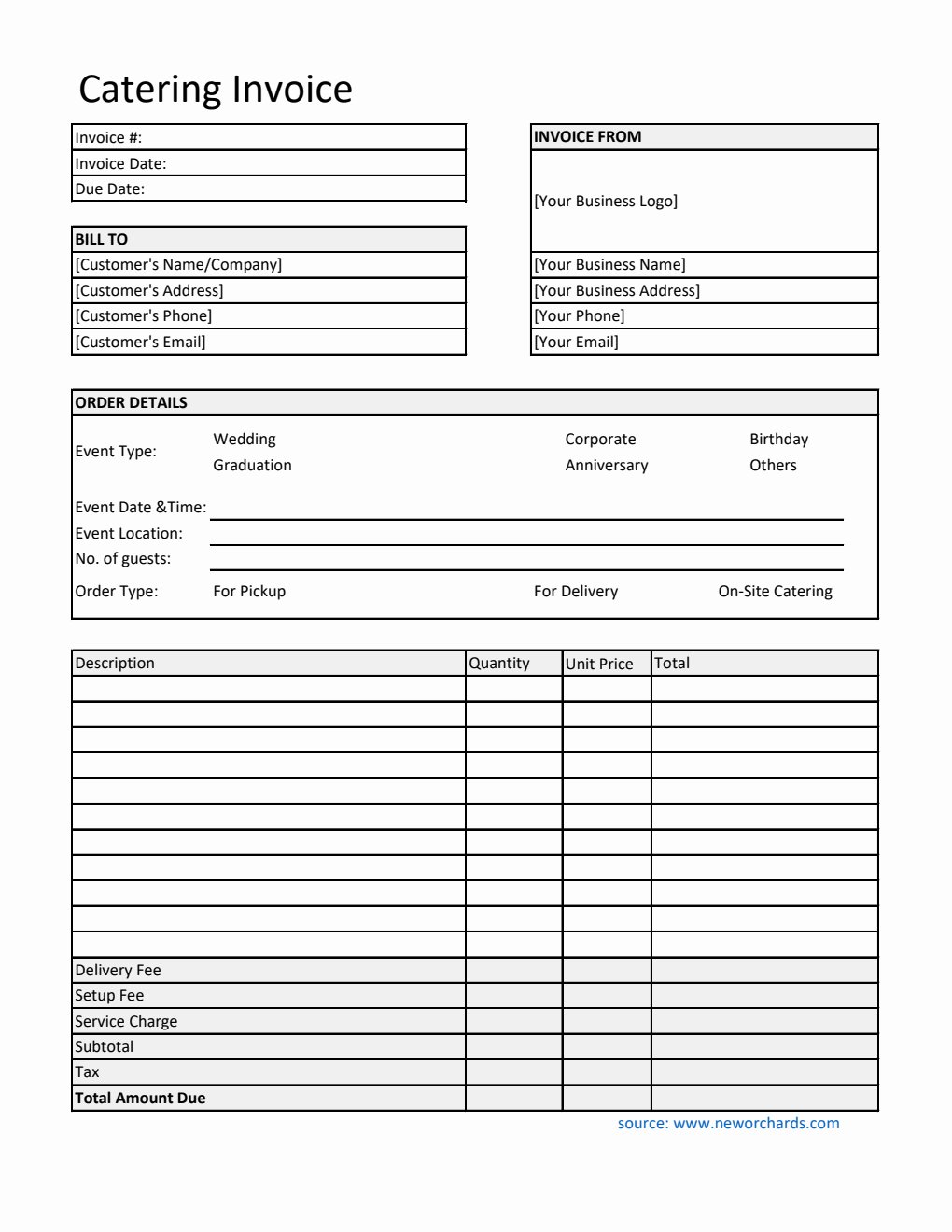  Catering Invoice Template | Free Excel Download