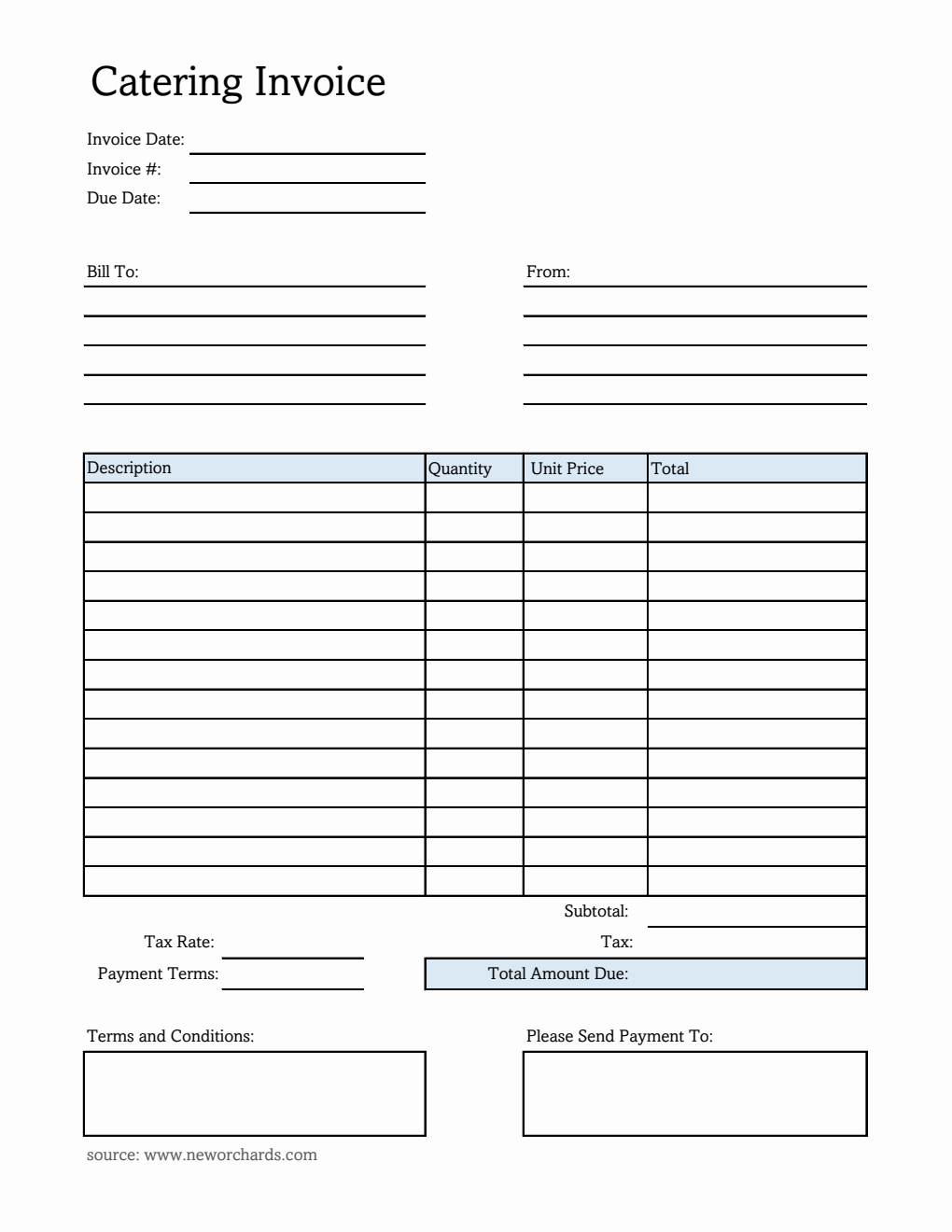 Free Catering Invoice Templates (PDF, Word, Excel)
