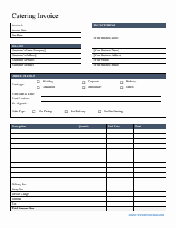 Customizable Catering Invoice Template | Free Word Download