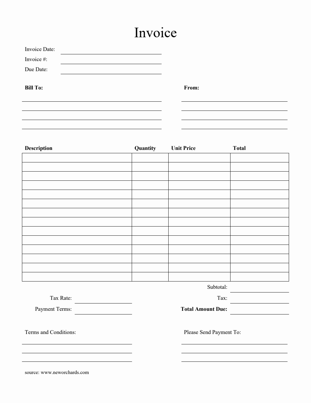 Customizable Catering Invoice Template in Word