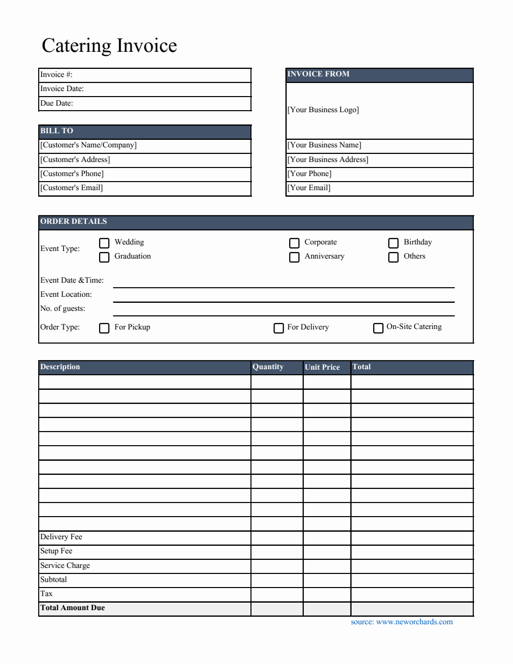 Free Catering Invoice Templates (PDF, Word, Excel)