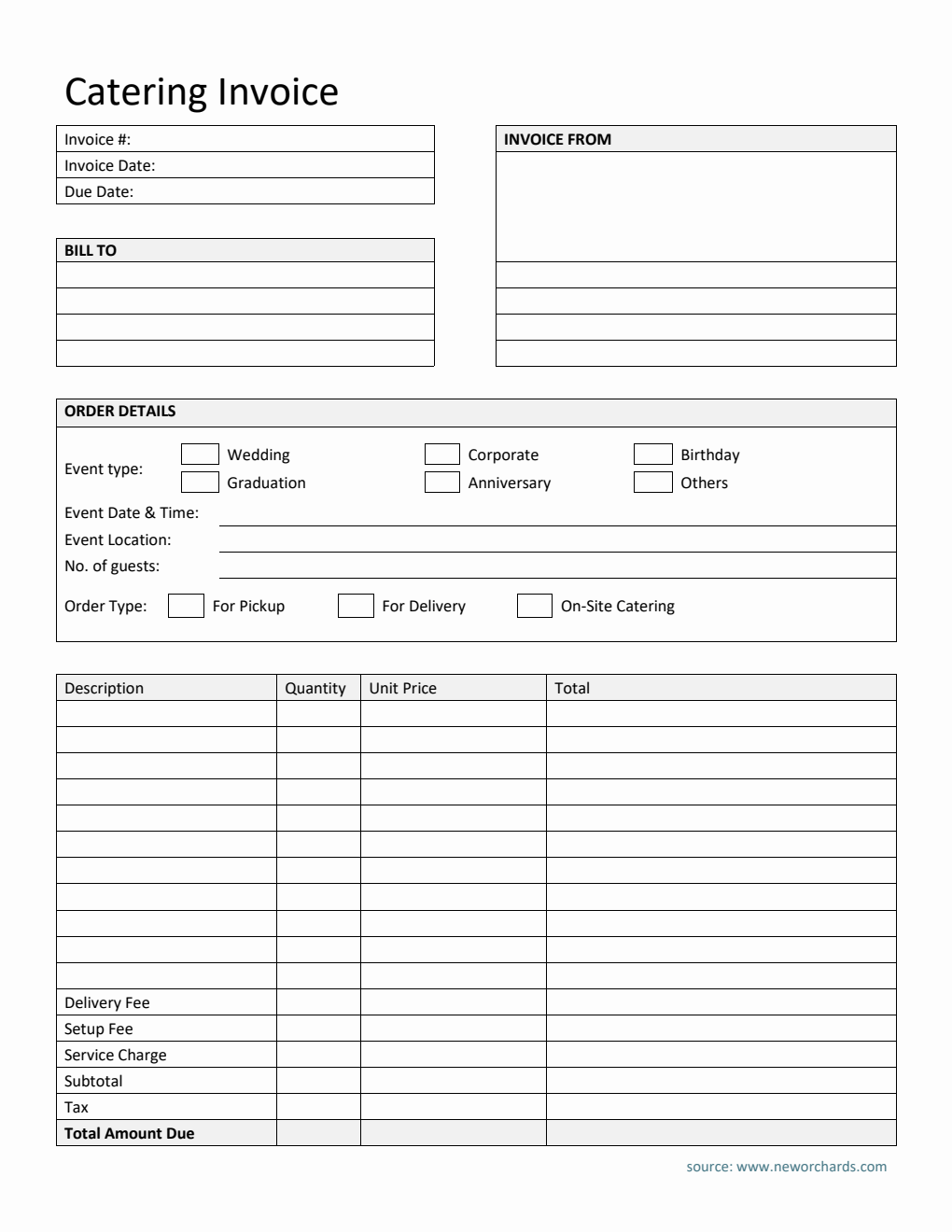 Catering Invoice Template | Free PDF Download