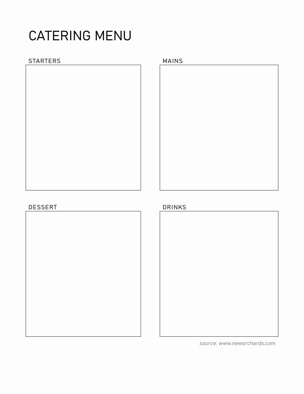 Catering Menu Template - Free to Print in PDF Format