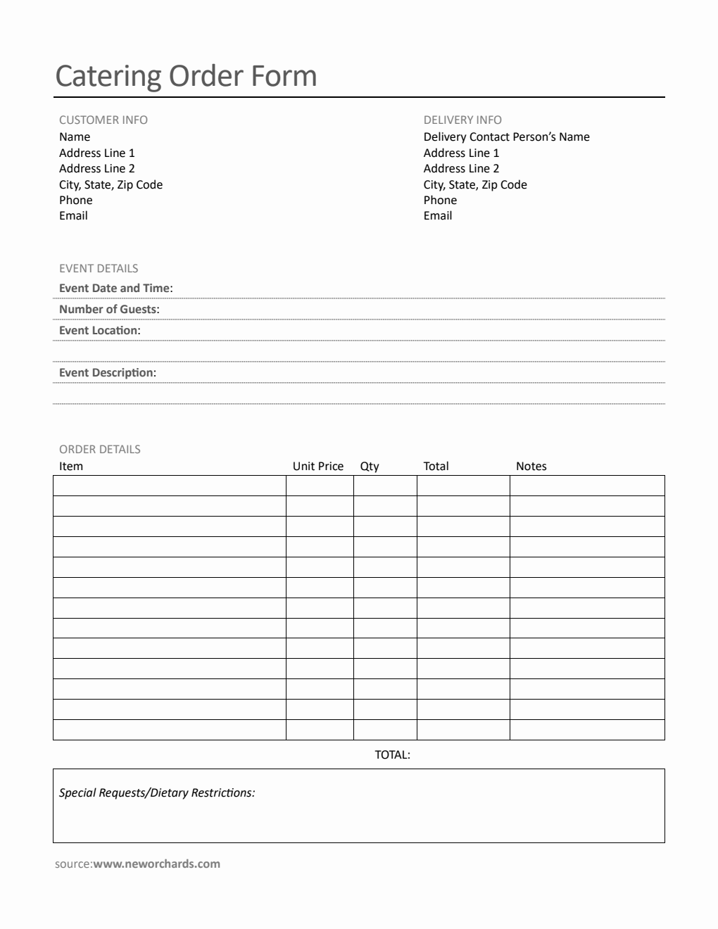 catering order forms - fill out and sign printable pdf... Free Catering Templates (PDF, Word, Excel)