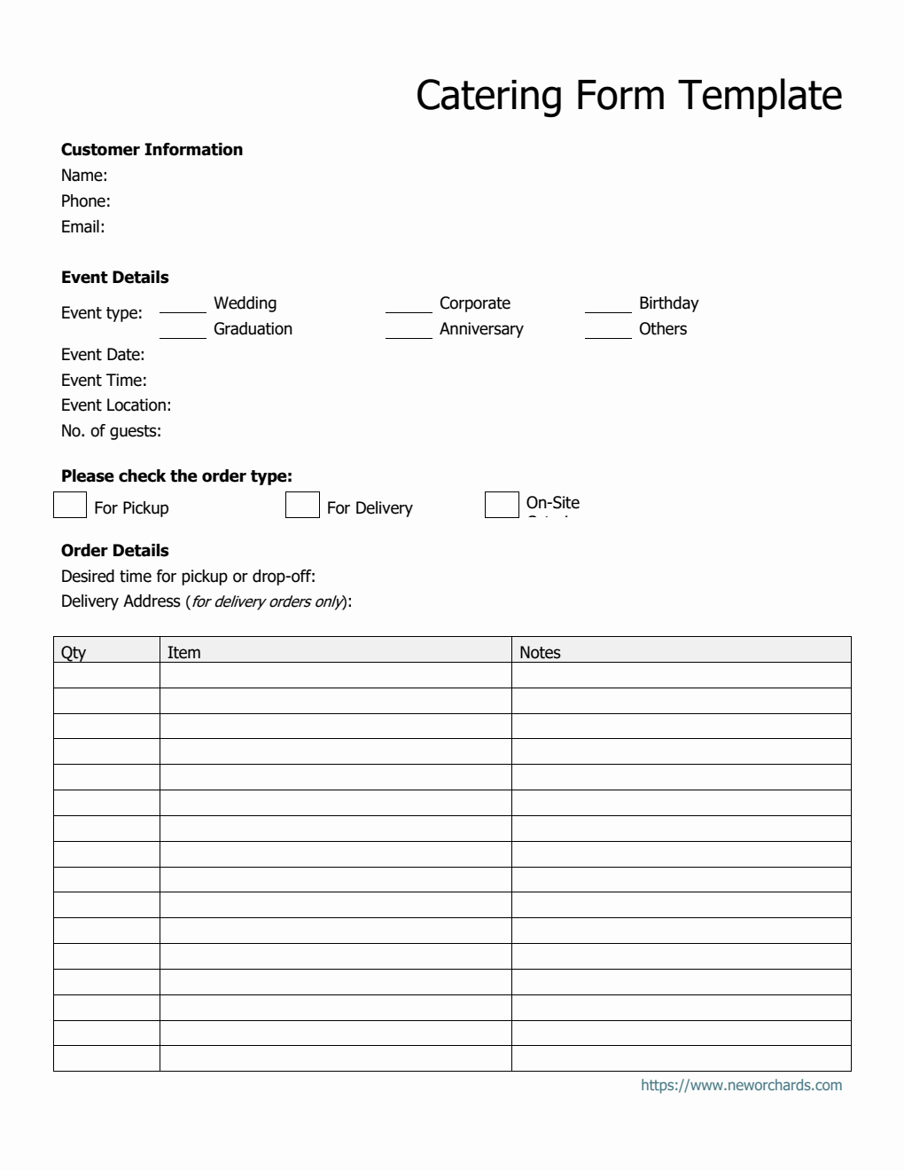 Caterease Kitchen Order Prints Downloadable Catering Order Form in PDF Format