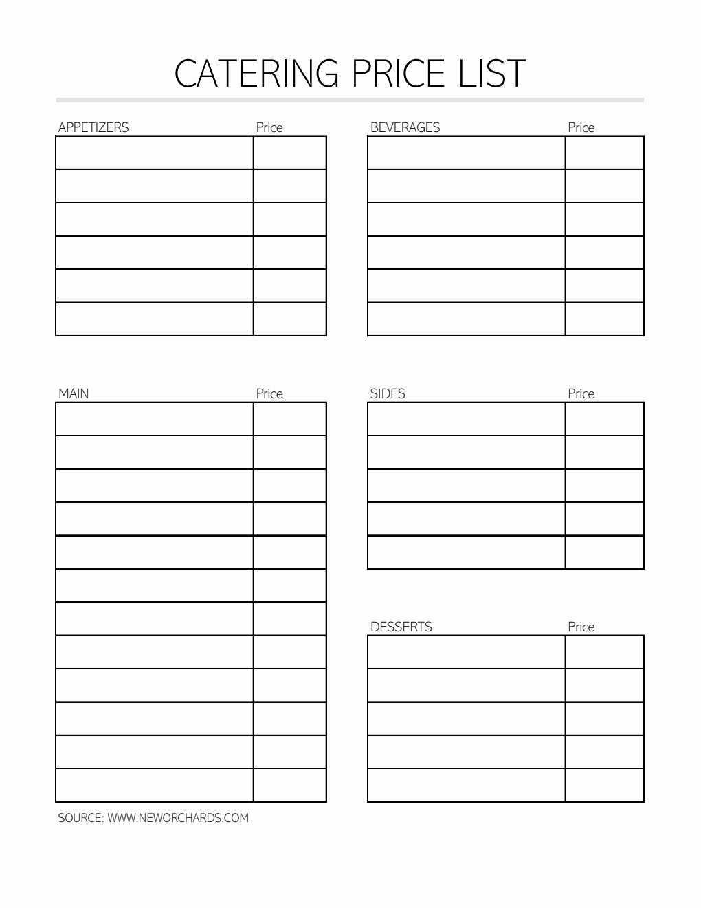  Catering Price Template Excel