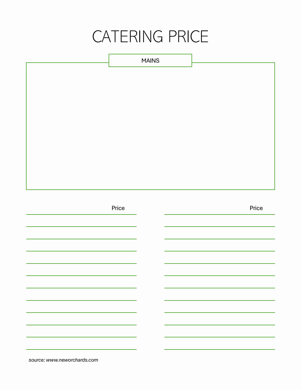 Downloadable Catering Price Template Word