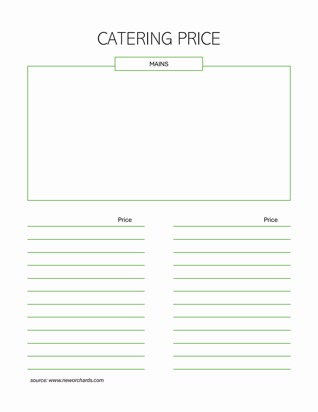 Downloadable Catering Price Template Word Downloadable Catering Price Template Word
