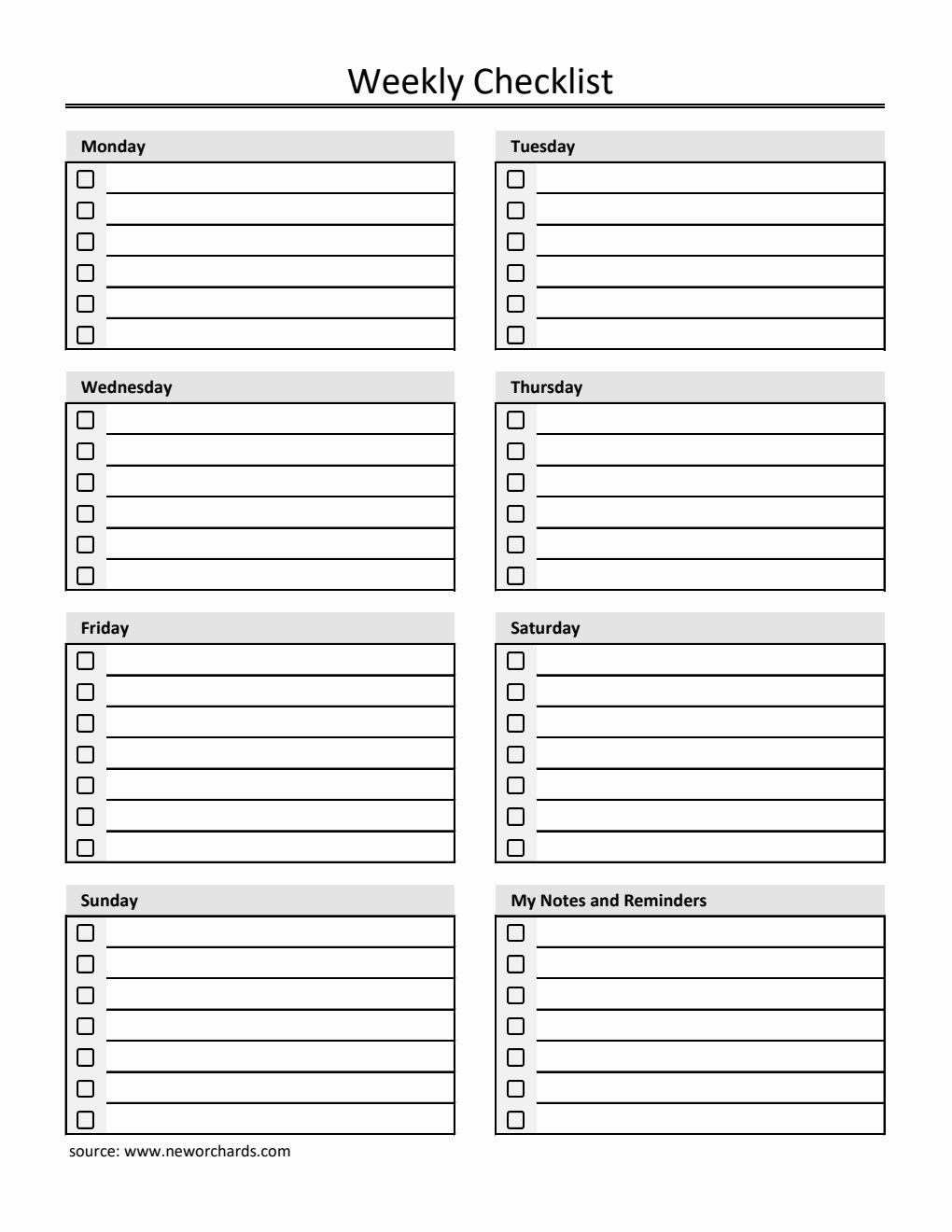 Basic Checklist Emplate Free PDF To Do List Templates