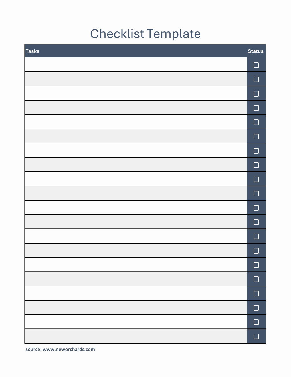 Free Checklist Template in Excel (Two Column)