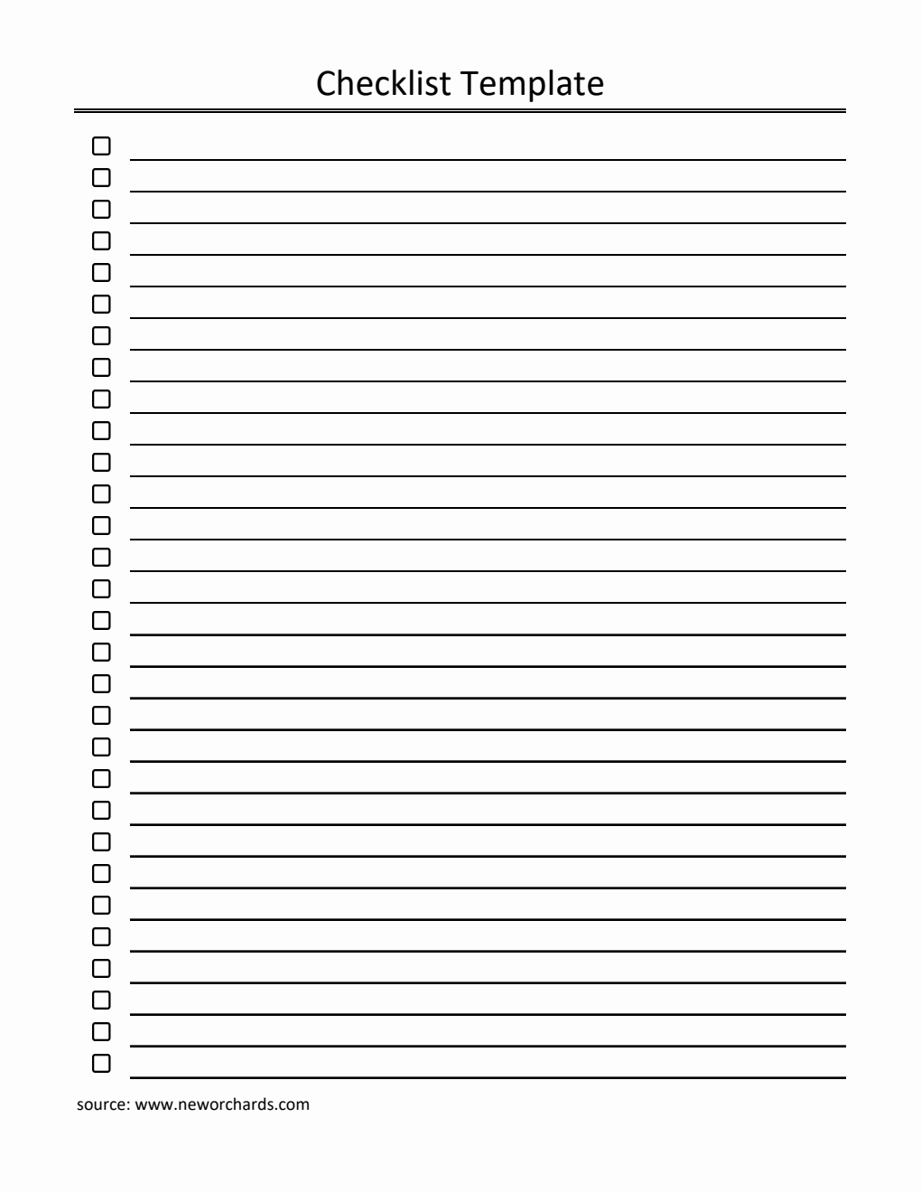 Free Checklist Template in Excel (Editable)