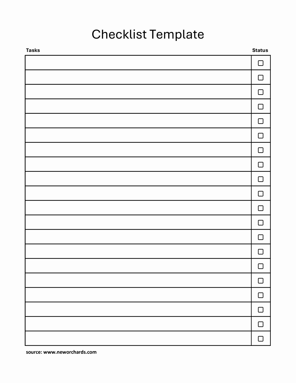 Free Checklist Template in Excel (Basic)