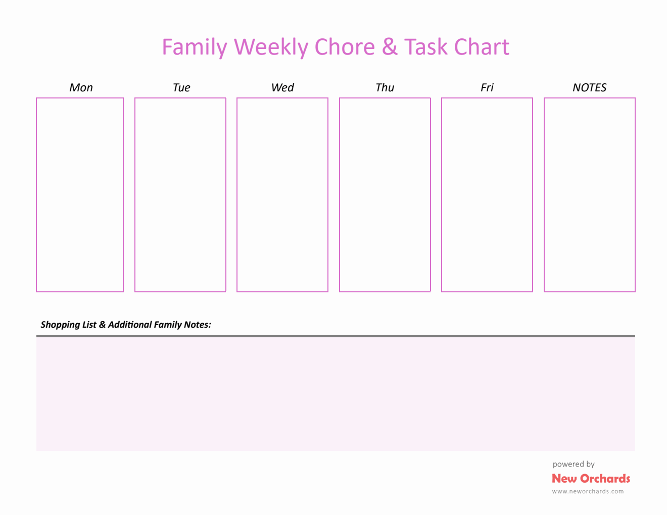 Free Word Chore Chart Templates
