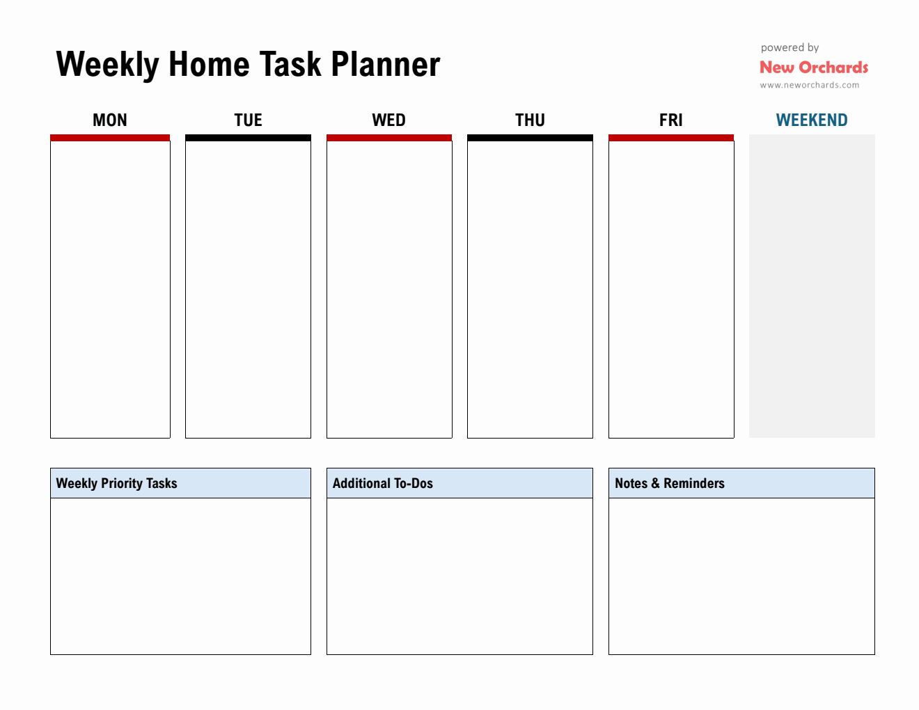 Simple Personal Task Planner Example Weekly Home Task Planner Template - Word Format