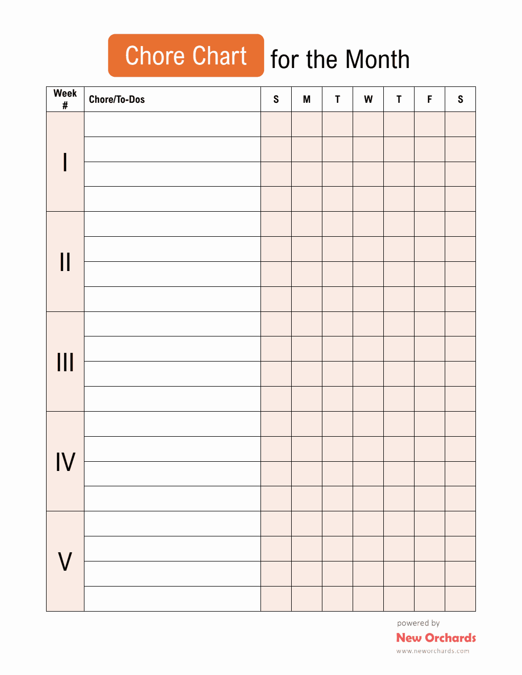 Free PDF Chore Chart Templates