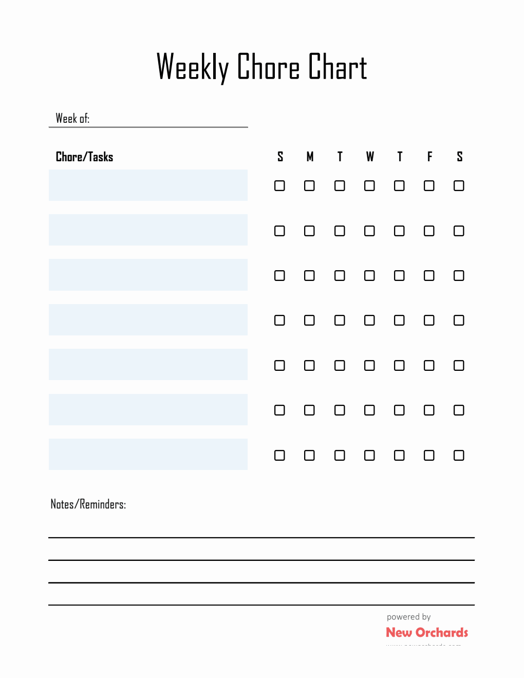 Free Weekly Chore Chart Templates (PDF, Word, Excel)