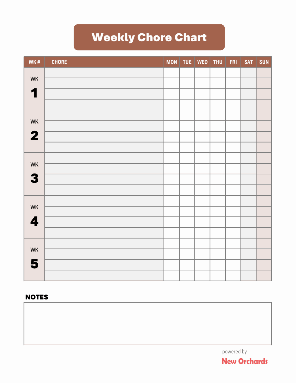 Free Weekly Chore Chart Templates (PDF, Word, Excel)
