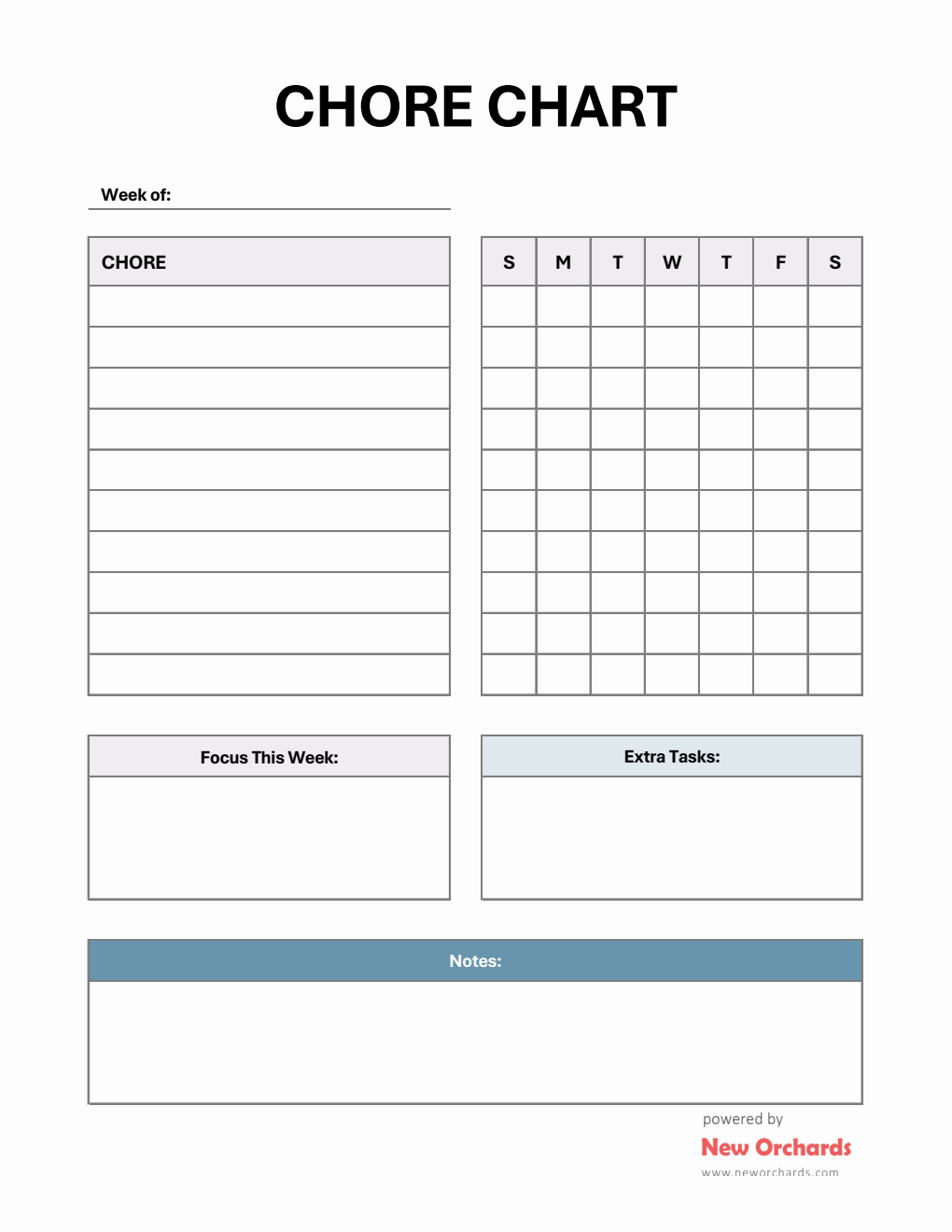 Free Excel Chore Chart Templates