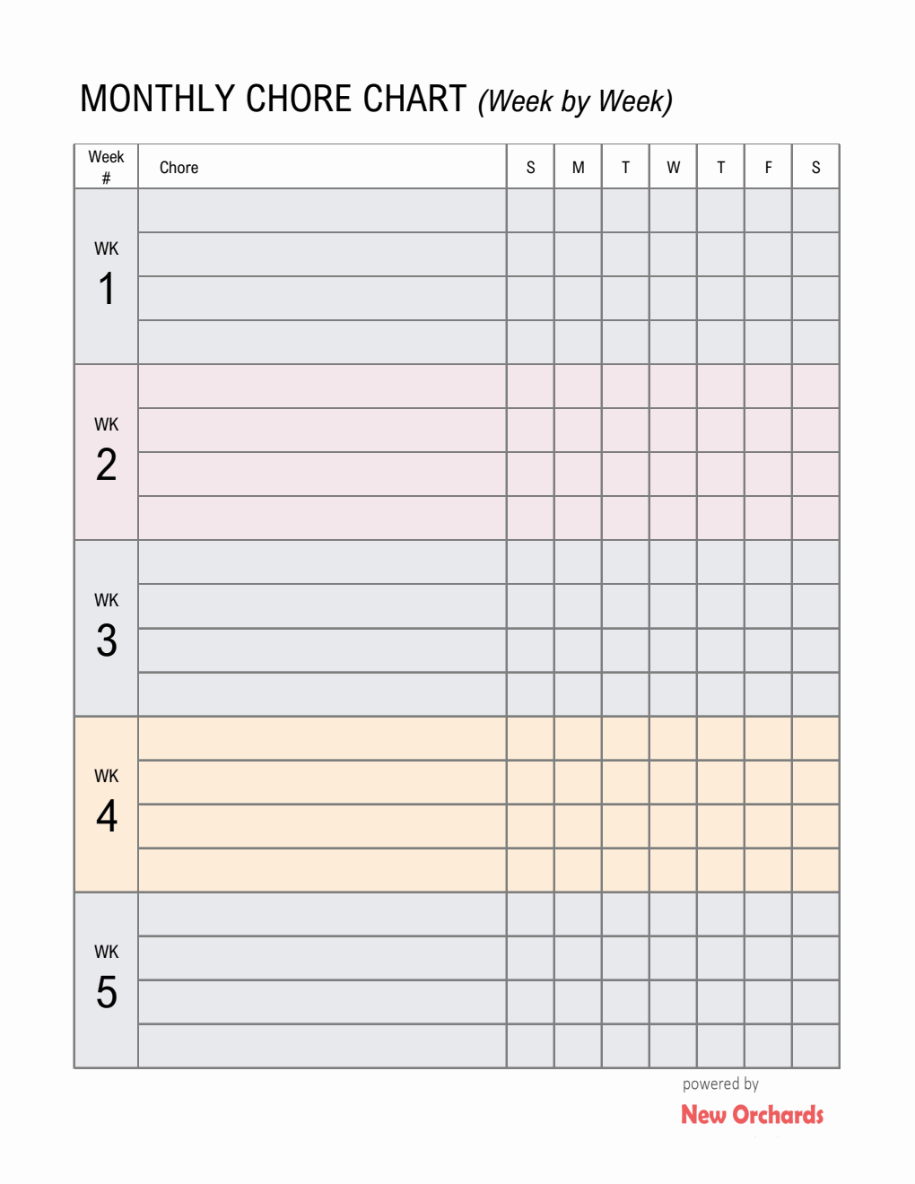 Free Weekly Chore Chart Templates (PDF, Word, Excel)